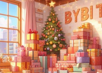 Muchos regalos en un cuarto alegre.