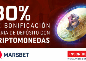 Pancarta promocional del bono de deposito de Marsbet casino.