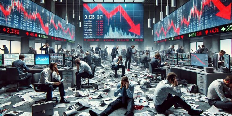 Un crash en el mercado financiero sería inminente, según analista - Imagen generada mediante Dall-E, de OpenAI.