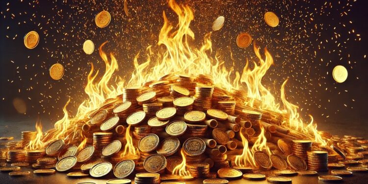 El proceso de "quema" retira a los tokens de circulación para siempre, - Imagen generada mediante Dall-E, de OpenAI.