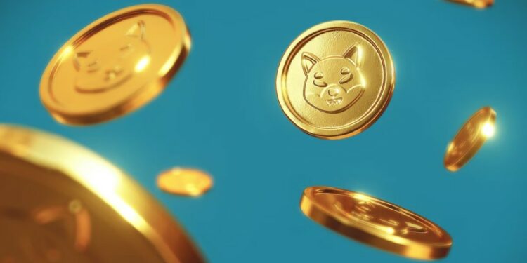 Monedas doradas de memecoins flotando