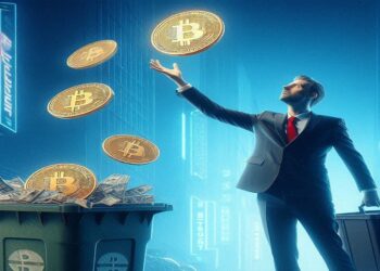 Politico tirando bitcoin a la basura