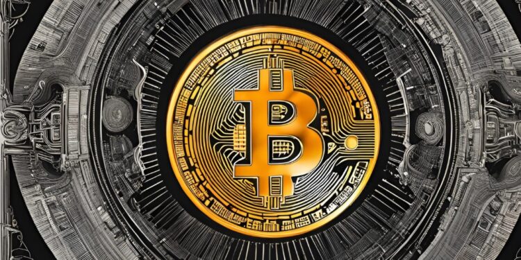 Logo de Bitcoin en medio de un sistema.