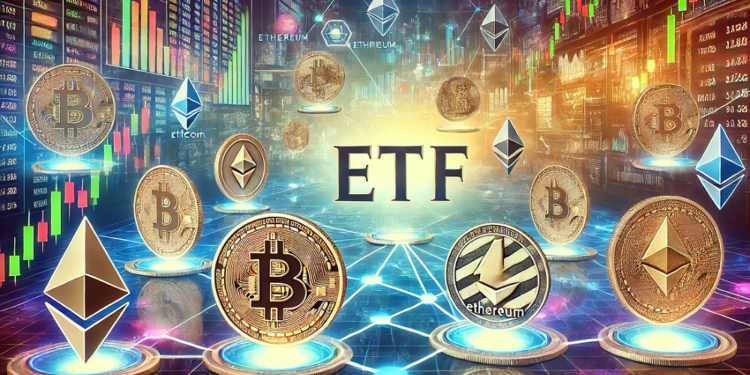 Ya hay ETF de bitcoin y ether en el mercado. Imagen generada por CriptoNoticias mediante Dall-E, de OpenAI.