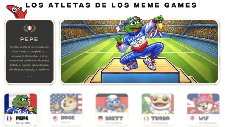 Sapo verde en el podio con medalla en mano.