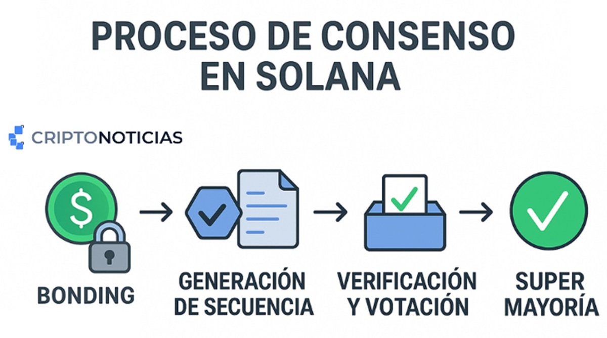 Diagrama de flujo del proceso de consenso de Solana.
