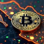 Una moneda de bitcoin sobre el mapa de México.