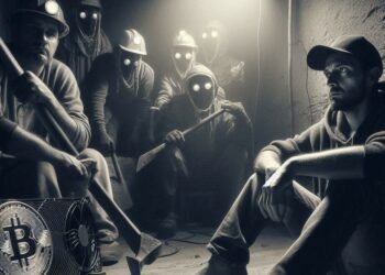 mineros de bitcoin en una situación de pobreza. Estilo noir