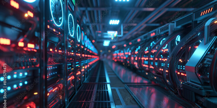 Imagen de equipos de minería de criptomonedas. Fuente: Gerson / Stock Adobe