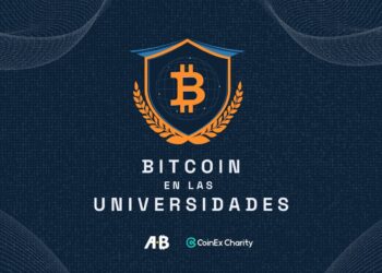 Escudo con el icono de bitcoin al centro y los los de CponEx Charity y Bitcoin Argentiva.