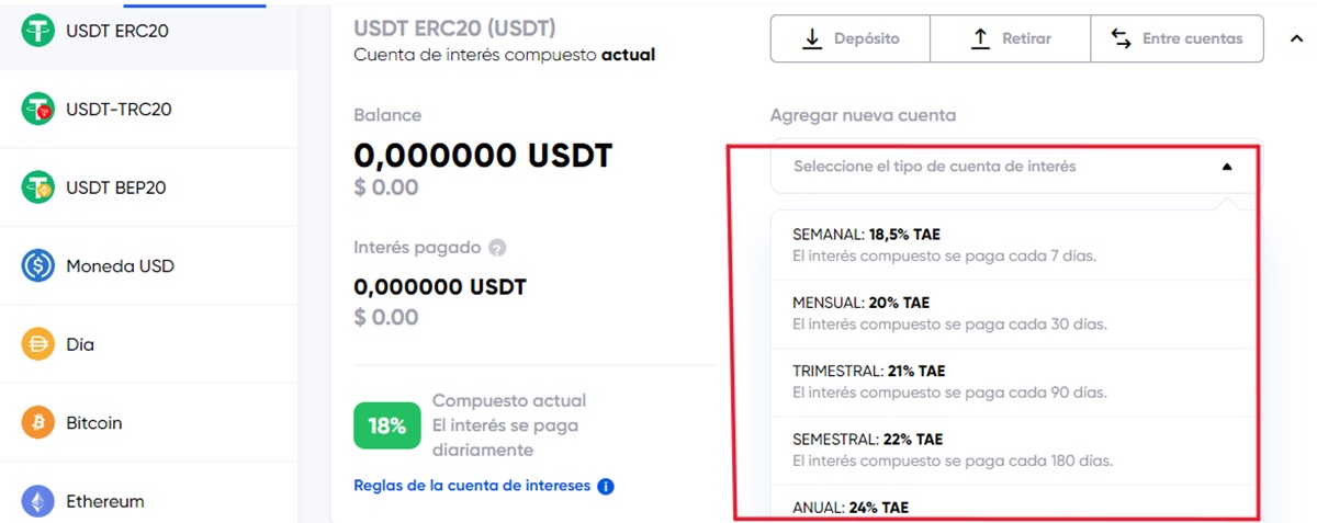 Screenshot of the Earn product homepage.