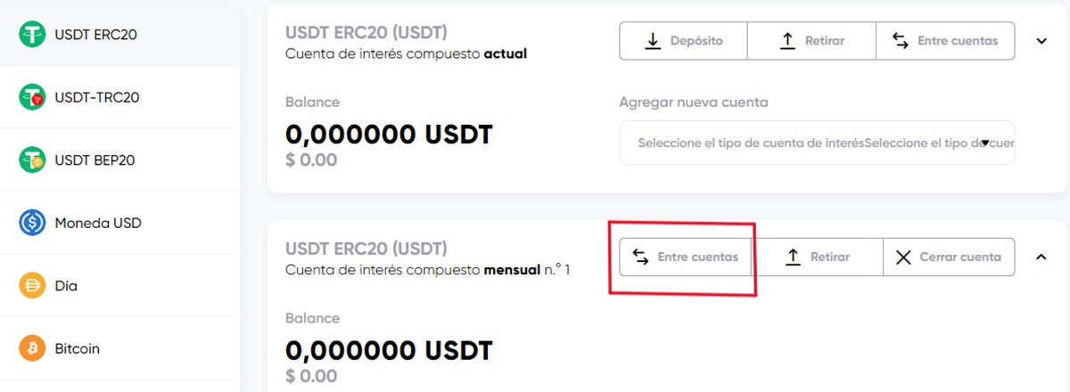 Captura de pantalla del homepage del producto Earn mostrando el swap.