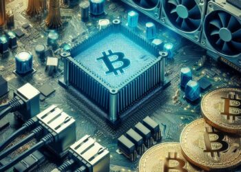 Un equipo minero de Bitcoin trabajando.