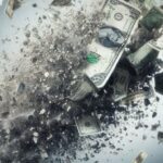 Una lluvia de billetes de dólar pulverizados.