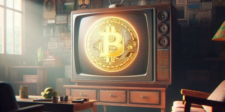 Una TV pasando un programa sobre Bitcoin. Fuente: