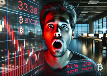 Inversionistas se preocupan por la caída de precio de bitcoin. Fuente: imagen generada mediante Dall-E, de OpenAI.