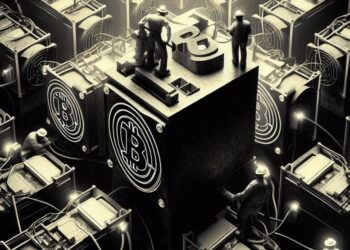 unos mineros de bitcoin aglomerados en una sola mina, estilo noir