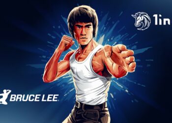 Imagen de bruce Lee y el logo de 1inch.