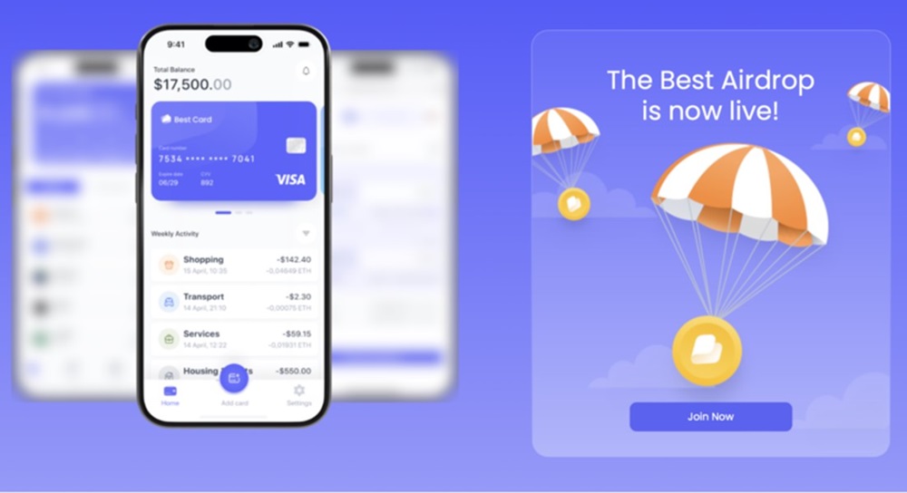Un teléfono celular varios paracaídas con monedas.