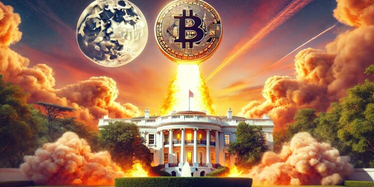 La política estadounidense está influyendo en el precio de bitcoin. Fuente: imagen generada por CriptoNoticias mediante Dall-E, de OpenAI.