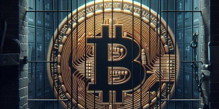 bitcoin tras una celda de prision, arte digital