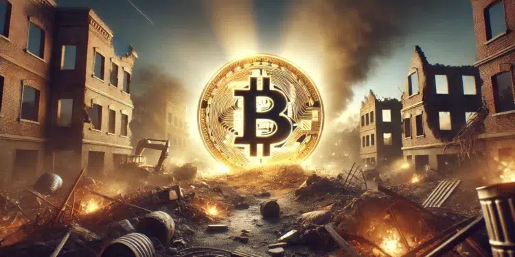 Bitcoin es una reserva de valor en tiempos de crisis. Fuente: imagen generada por CriptoNoticias mediante Dall-E, de OpenAI.