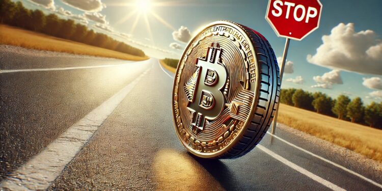 La subida de bitcoin podría verse detenida por diversos factores. Fuente: imagen generada por CriptoNoticias, mediante Dall-E, por OpenAI.