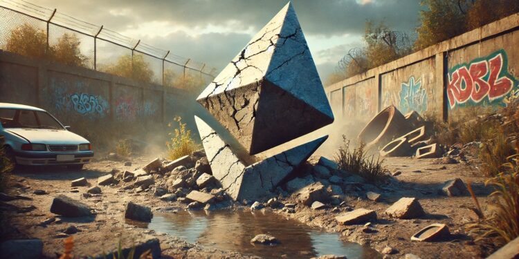 Un analista anticipa un futuro catastrófico para Ethereum y su criptomoneda, ether (ETH). Fuente: imagen generada por CriptoNoticias mediante Dall-E, de OpenAI.