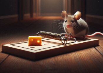una trampa para raton con un queso solitaria en un zaguàn