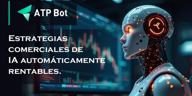 Un robot cibernético frente a una pantalla de computadora.