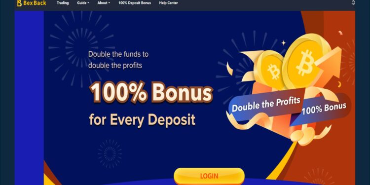 Pancarta promocional del Bono de deposito del 100% de BexBack.