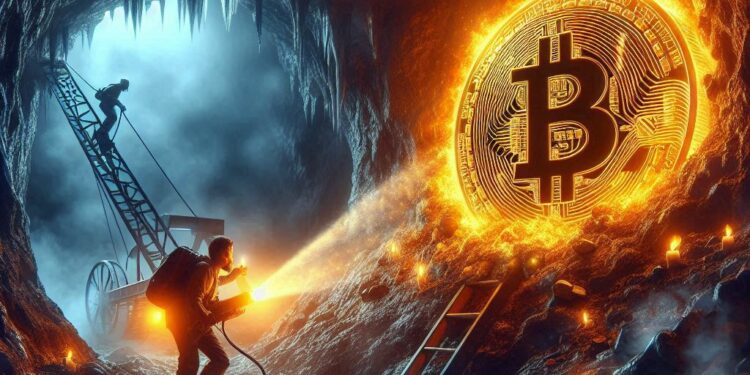 Ante la suba de la dificultad, mineros de BTC deberán emplear más recursos. Fuente: IA Microsoft Designer.