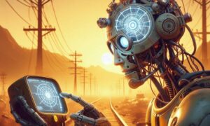 inteligencia artificial ejecutando instrucciones de un usuario, estilo fallout