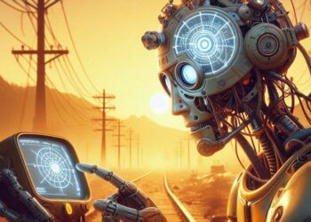 inteligencia artificial ejecutando instrucciones de un usuario, estilo fallout