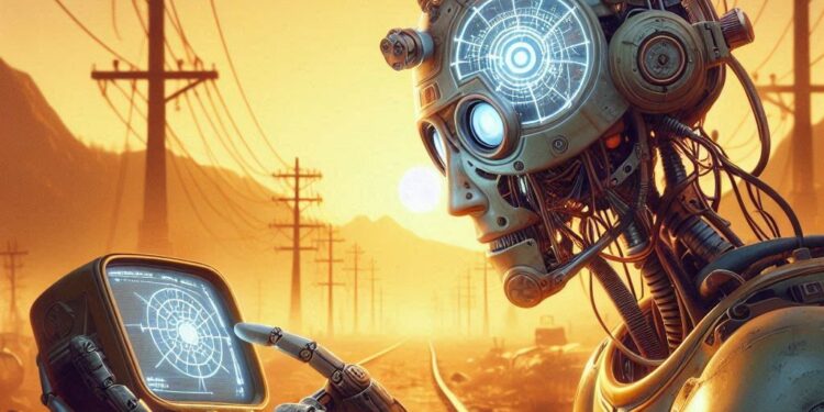 inteligencia artificial ejecutando instrucciones de un usuario, estilo fallout