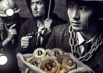 mineros vendiendo bitcoin, estilo noir