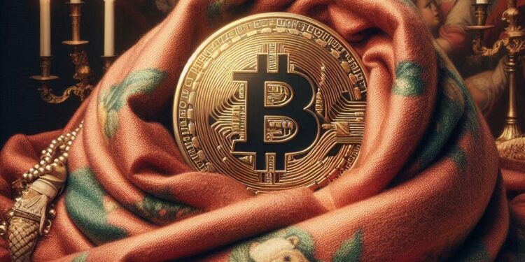 un bitcoin envuelto en una manta, estilo barroco