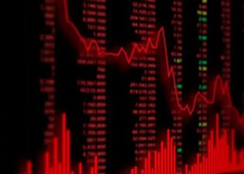 Grafico de Precio de bitcoin en color rojo.