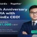 Foto del CEO de CoinEx en traje azul.