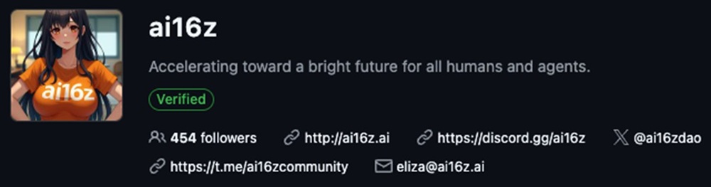 Captura de pantalla de Telegram del usuario ai16z