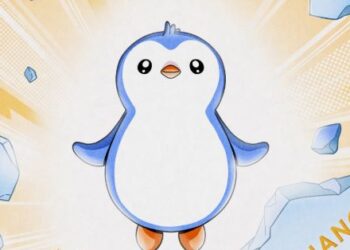 Un pingüino volando a al cielo.