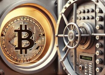 bitcoin en una bóveda bancaria invulnerable, estilo profesional