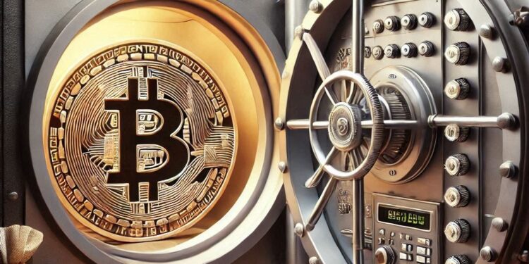 bitcoin en una bóveda bancaria invulnerable, estilo profesional