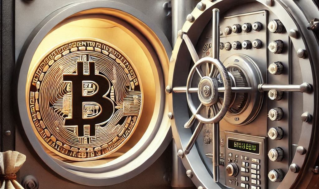 bitcoin en una bóveda bancaria invulnerable, estilo profesional