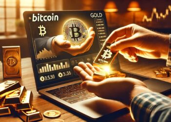 Bitcoin alcanza máximos históricos en dólares y en oro. Fuente: imagen generada por CriptoNoticias mediante Dall-E, de OpenAI.