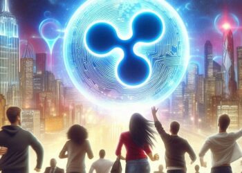 personas corriendo hacia una criptomoneda de Ripple