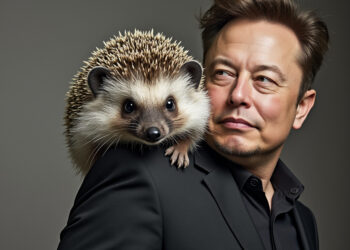 El erizo Shrub es una de las mascotas de Elon Musk. Fuente: imagen generada mediante Grok, por CriptoNoticias.