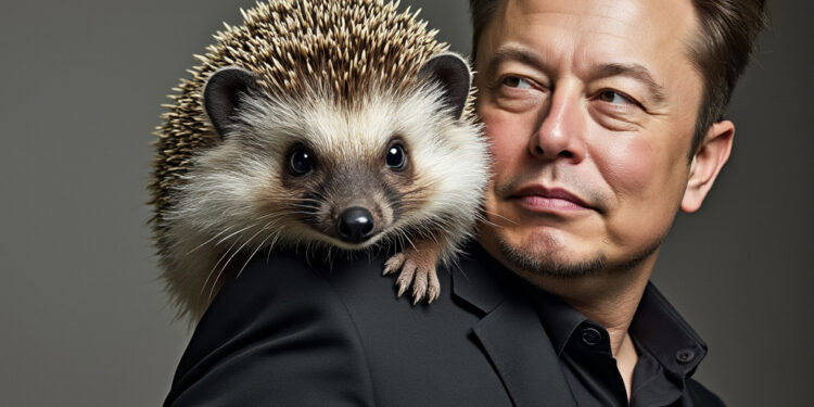 El erizo Shrub es una de las mascotas de Elon Musk. Fuente: imagen generada mediante Grok, por CriptoNoticias.