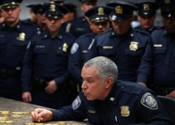 policía monedas mesa