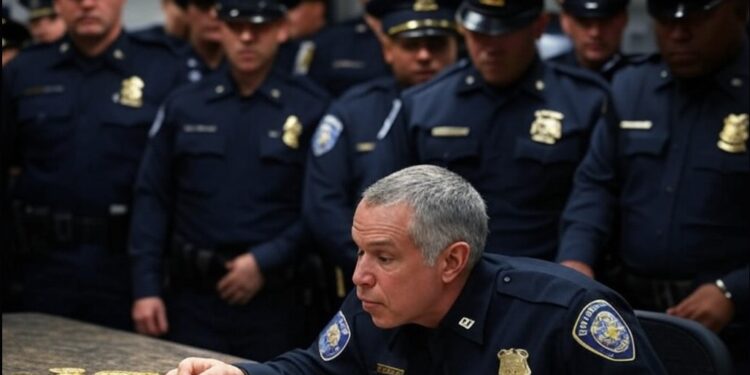 policía monedas mesa
